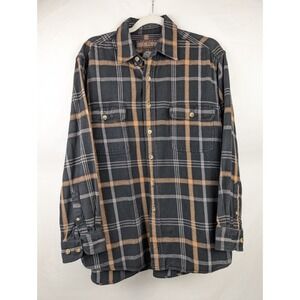 Vtg Moose Creek Heavyweight Plaid Flannel Shirt Jacket Cotton Thick Mens L Gray